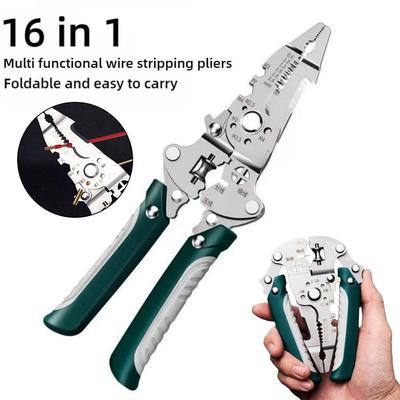 Multifunctional Foldable Wire Stripper Crimper Cable Cutter Pliers Electrician Cable Cutting Wiring Pulling Stripping Tools