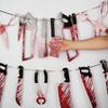 Halloween Bloody Knife Garland Flag Suitable for Haunted House Banners Halloween Birthday Party Indoors Yard Decoration Supplies