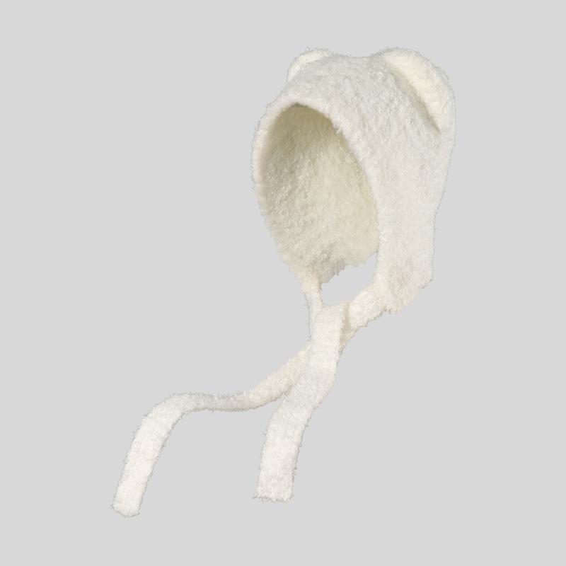 Cute Ear Cap Beanie Winter Knitted Hat One Size белый