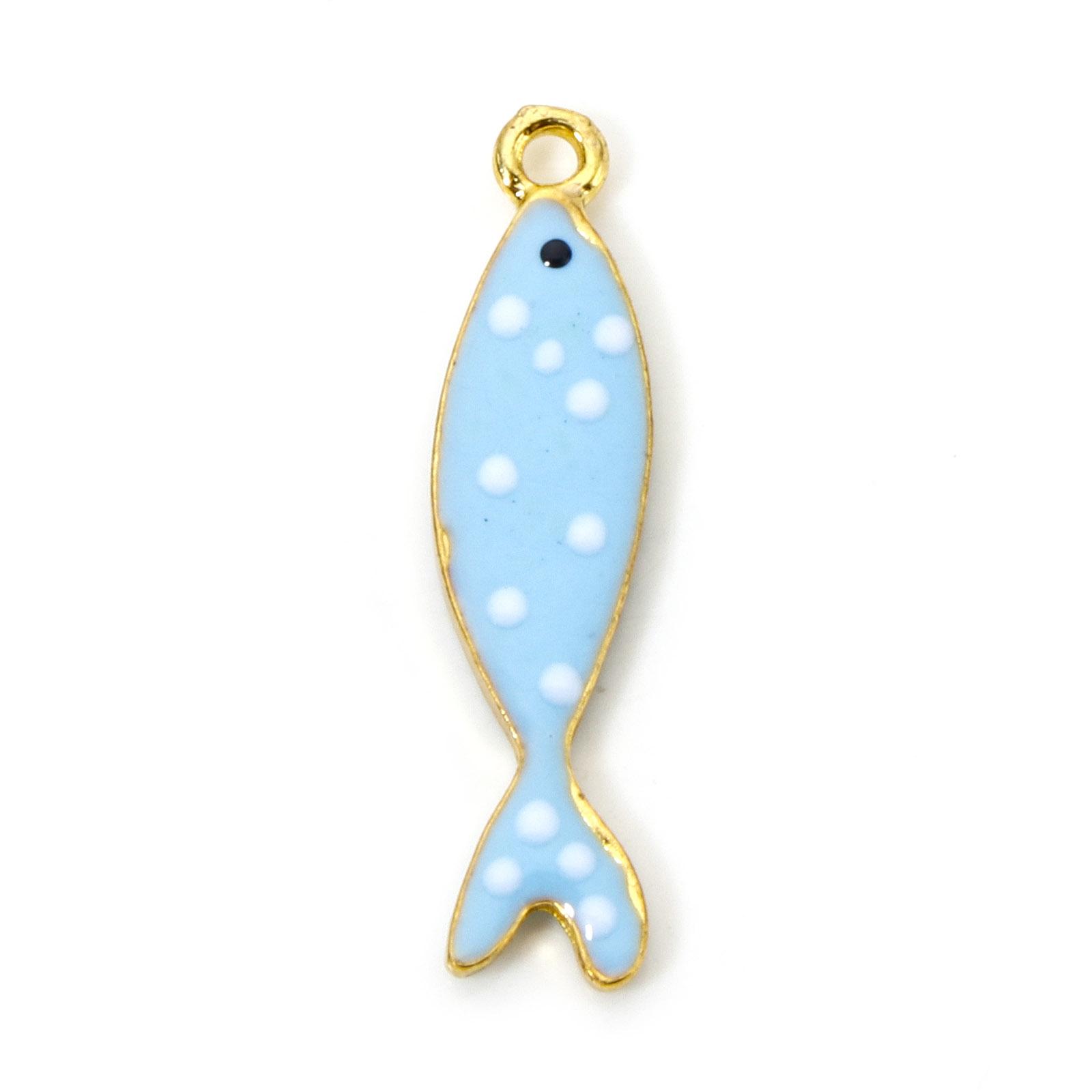 

5pcs Fish Blue Green Enamelled Sequins Charms Zinc Based Alloy Animal Pendants DIY Necklace Earrings for Women Jewelry Findings