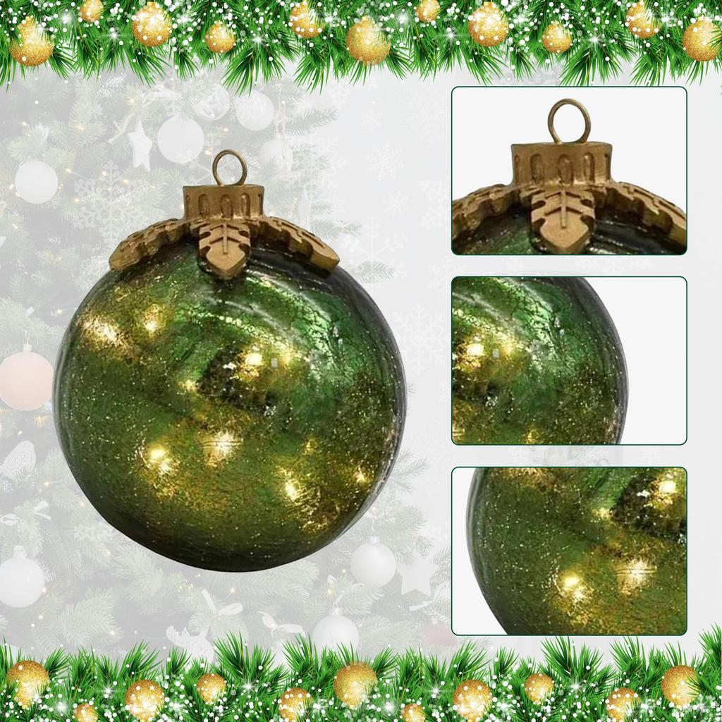 Led Lights up Glass Ball Christmas Ornament Decorative Baubles 10cm Orb Warm Light Lamp for