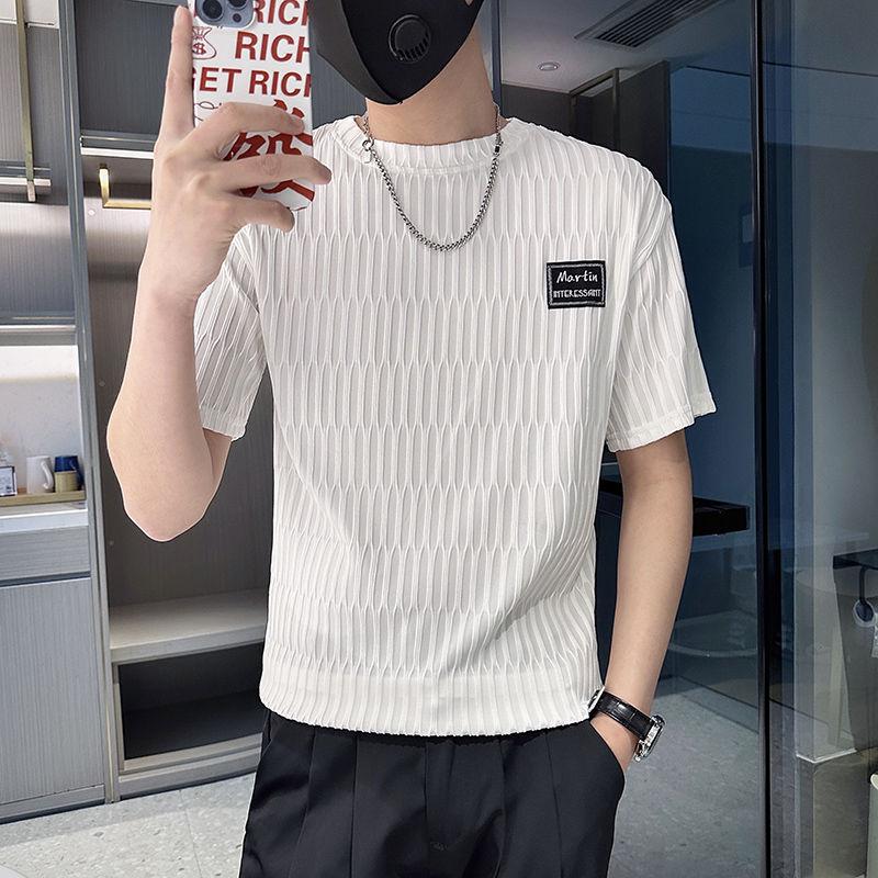 WTEMPO Brand Men's Short Sleeved T-shirt Summer Trend Versatile Men's Breathable and Sweat-absorbing Round Neck Slim Fitting Tops