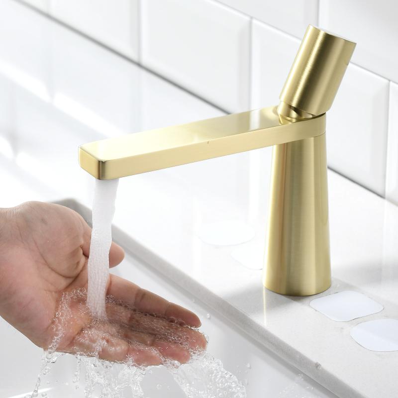 Brushed Gold/Rose Gold/Gun Grey Bathroom Faucet Creative Cylindrical Toilet Platform Basin Faucet Brass Hot&Cold Mixer Tap