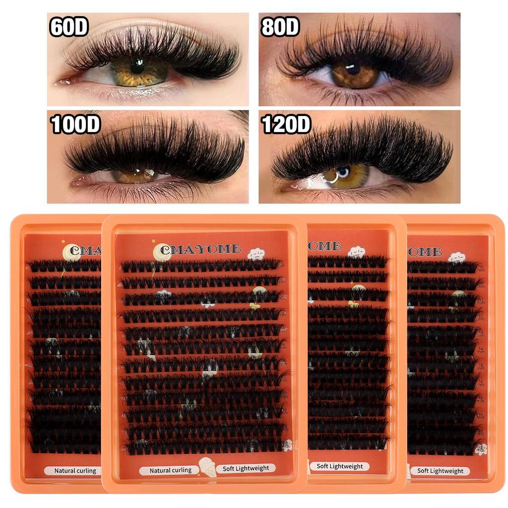 European & American Style D Curl Cluster False Eyelash Kit for Daily DIY Extensions