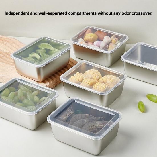 Stainless Steel Food Storage Containers Airtight Snack Containers with Lid Stackable Lunch Box for Camping Picnics School