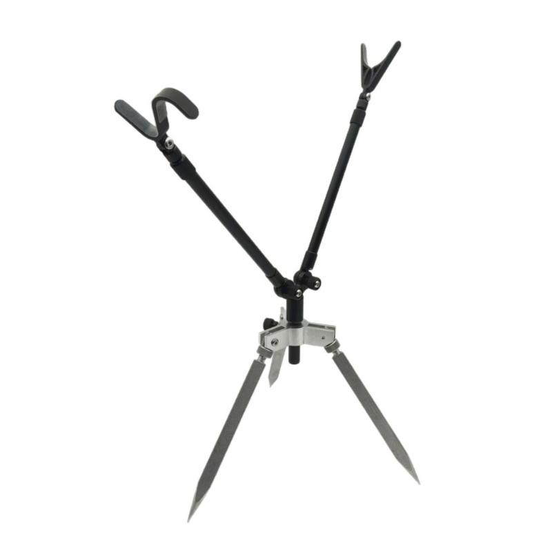 

Aluminum Fishing Rod Support Stand Quick Setups Without Tool Ideal For Adventure And Camping Trip чорний