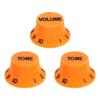 Uxcell Conjunto de Botões de Chapéu Alto Métricos 1 Volume 2 Controles de Tom Conjunto de Botões para Guitarra Elétrica Baixo Eixos Divididos Laranja Preto Peça 3