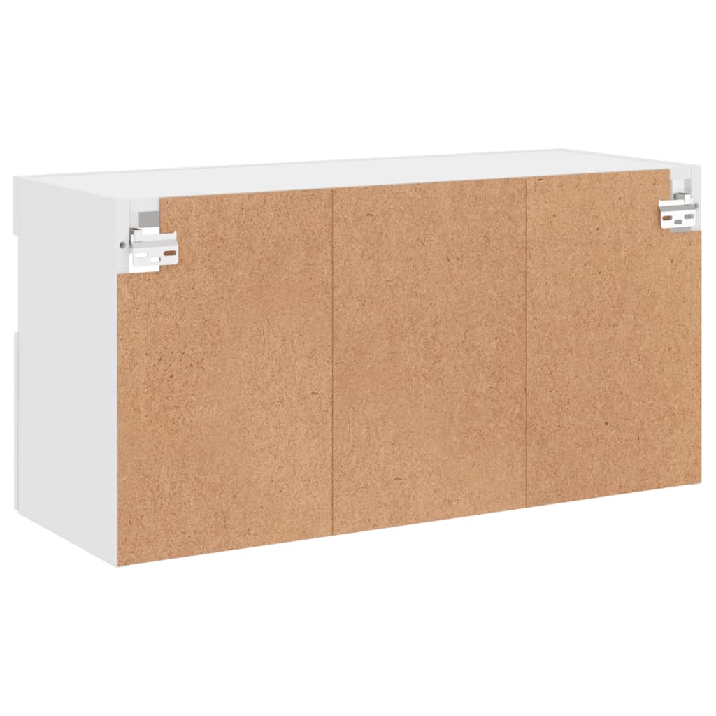 Wall Mounted TV Cabinet with RGB LED Lights White 80 X 30 X 40 Cm