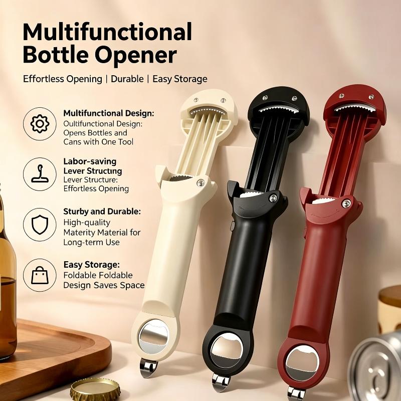 3 In 1 Magnetic Lid Opener Multifunctional Bottle Opener For Diam 2.5-9.5Cm Adjustable Winebeer Can Opener Kitchen Tool