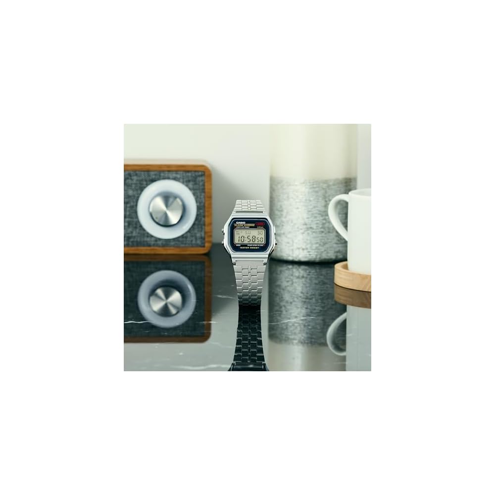 שעון קולקציית קסיו, מיוצר ביפן, כסף, A159WA-N1JH, מיוצר ביפן, מוצר יפני אותנטי, לגברים