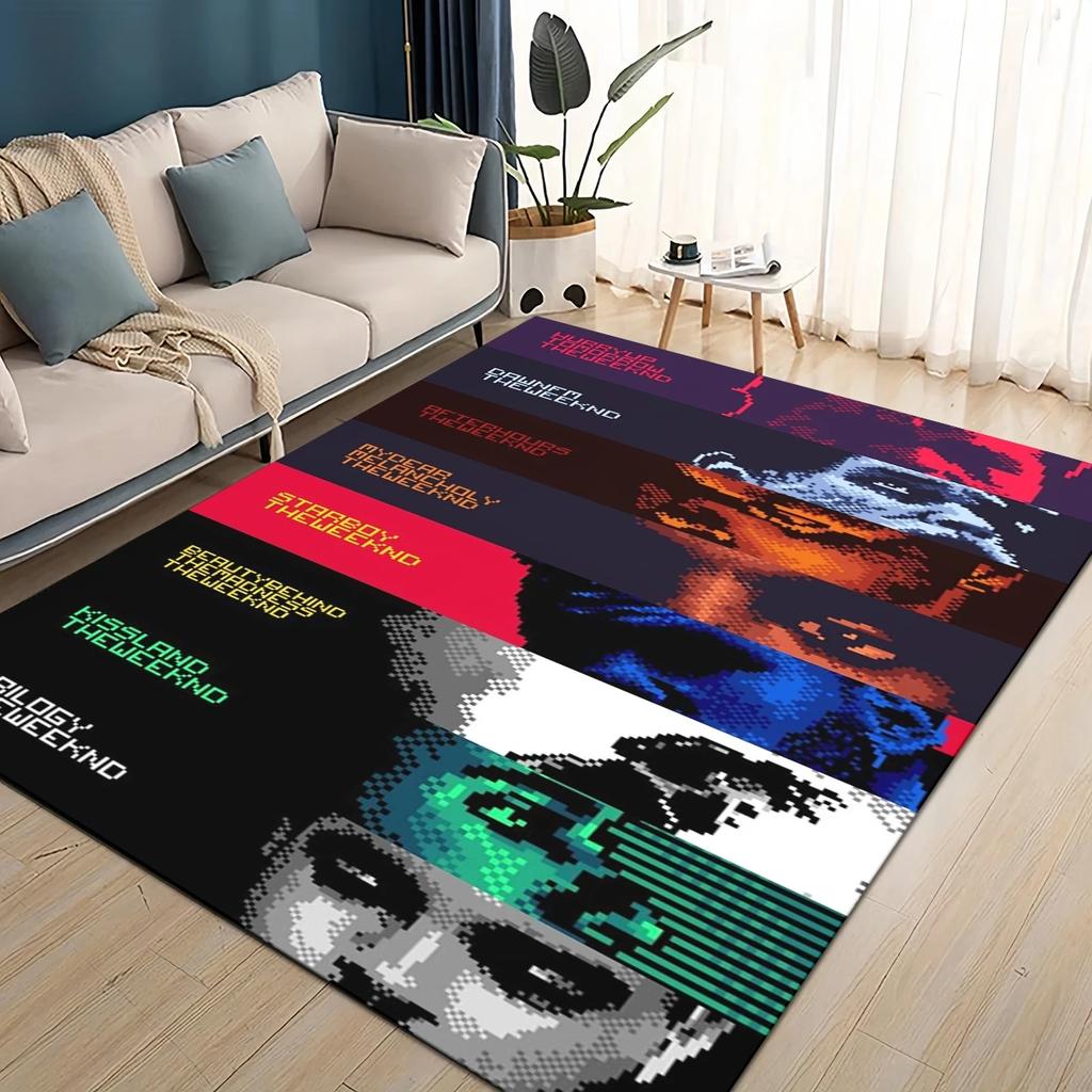 Tapis Tapis 3D THE WEEKND,XO Alternative R&B Abel Tesfaye pour Salon Chambre Maison Décoration Canapé, Tapis de Sol Antidérapant pour Enfants