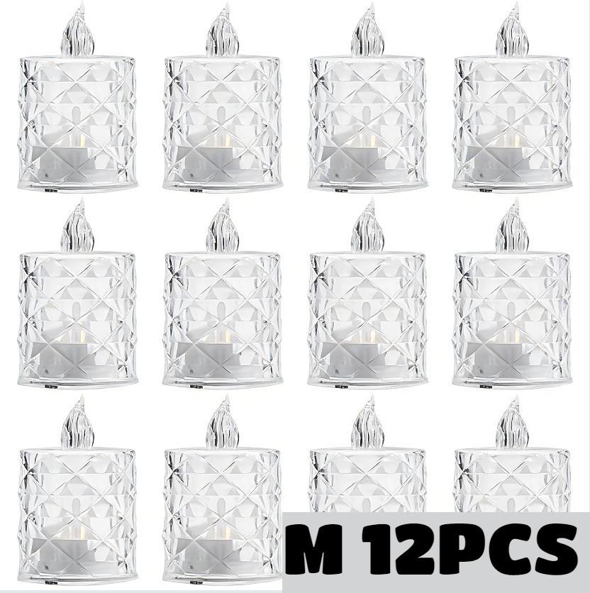 24PCS LED Flameless Candles Crystal Electronic Night Lamp for Date Party Valentine's Day Bedroom Wedding Christmas Decorations