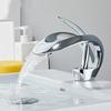 White Bathroom Basin Faucet Gray Sink Faucet Single Lever Hot and Cold Waterfall Crane Brass Sink Mixer Black Chrome Tap