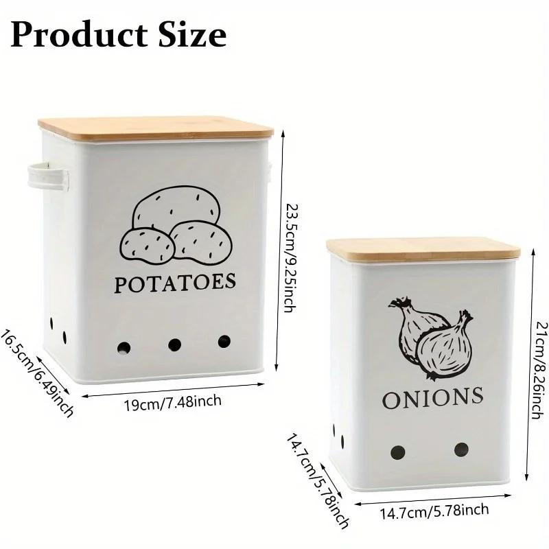 

Набор из 2 банок для картофеля, лука с деревянной крышкой, контейнер для чеснока, контейнер для длительного хранения овощей на кухне