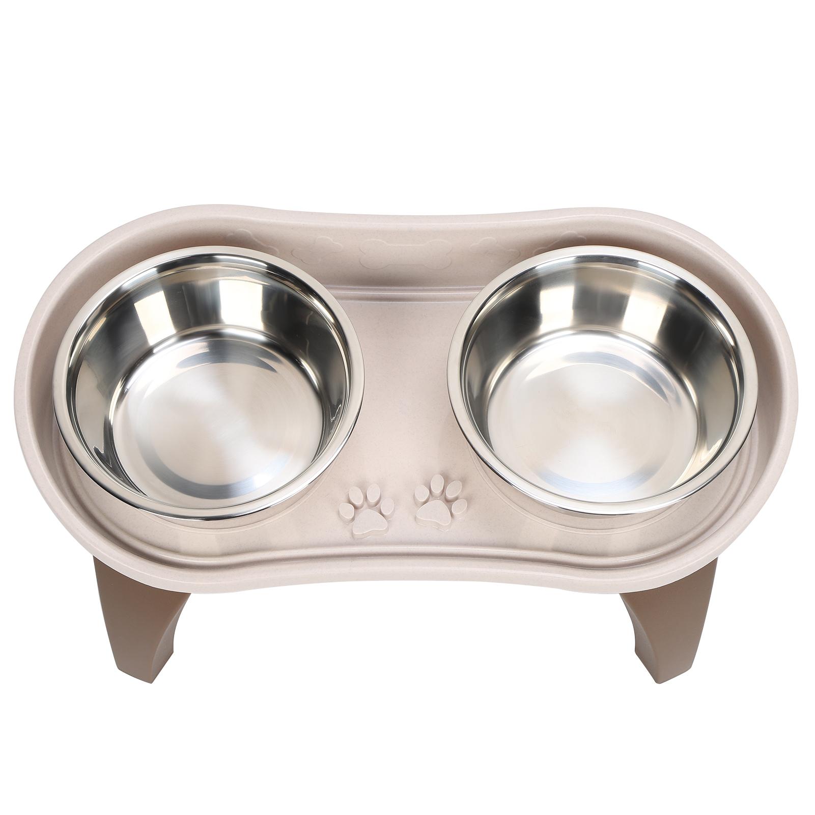 

Dog Bowl Tray Pet Dining Table Double Stainless Steel Bowl Dog Feeder NonSlip Pet Bowl