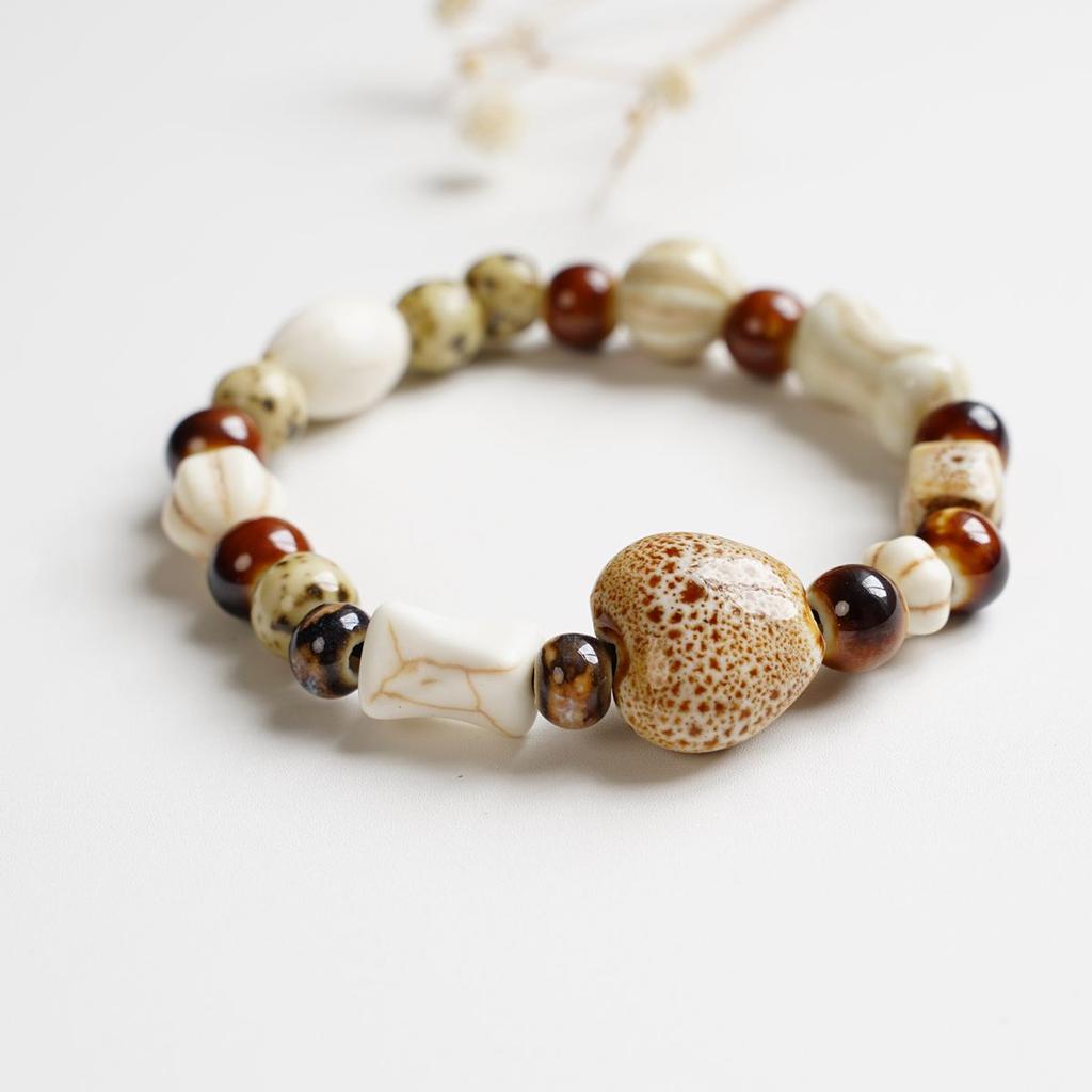 Dunhuang Color Jingdezhen Ceramic Bracelet Original New Chinese Ancient Style Beaded Simple Popular Bracelet Female