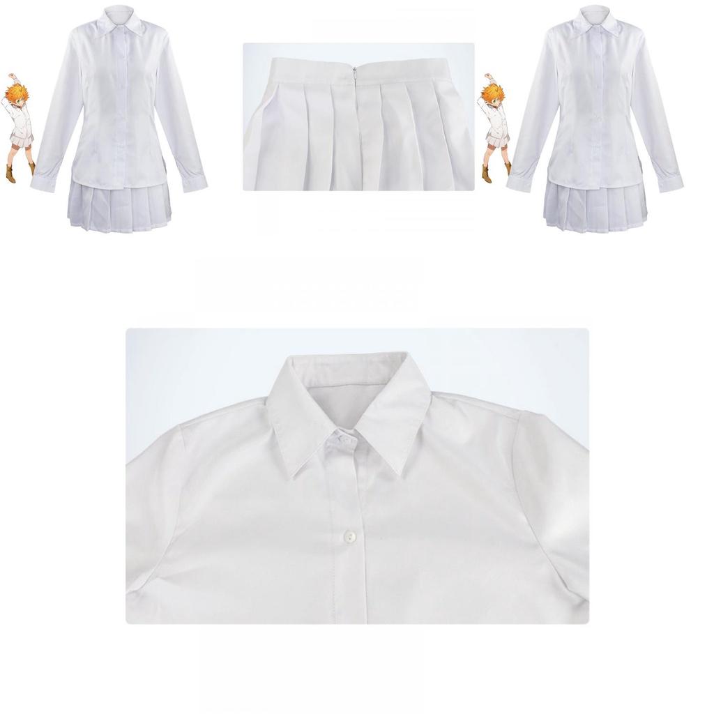The Promised Neverland Ray Norman Emma Cosplay Costume White Top Skirt Pants Set High-quality Cosplay Attire For Any Occasion