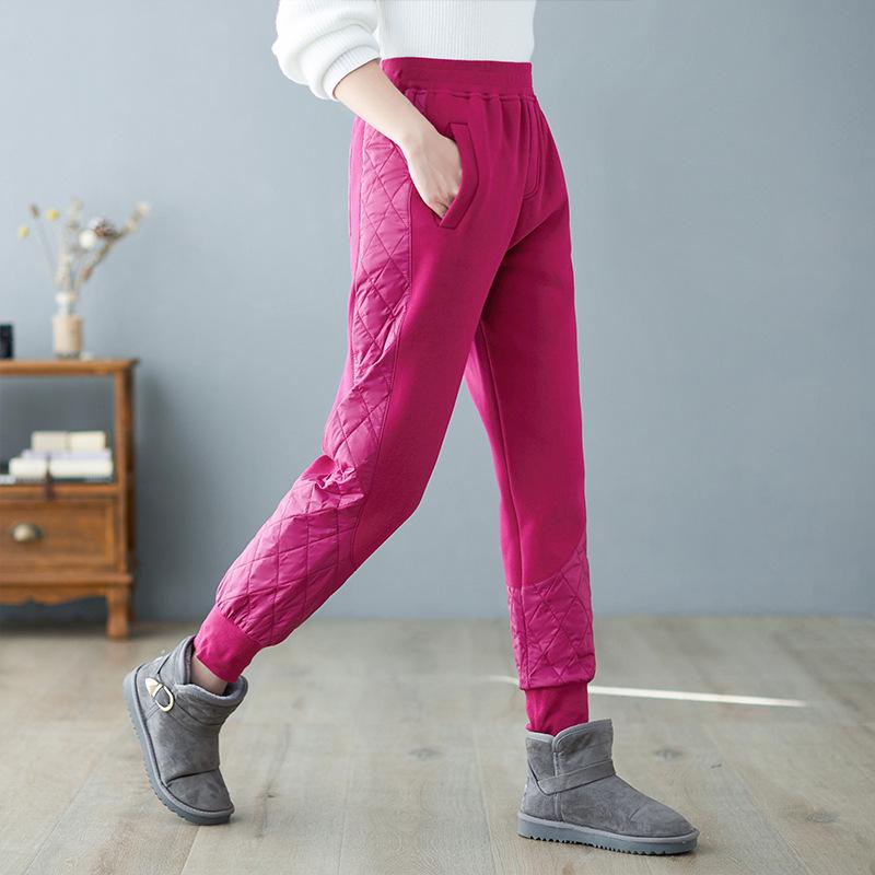 

2025 Winter Plus Size Fashion Thick Warm High Waist Loose Cropped Cotton Pants L for 100-115 Jin