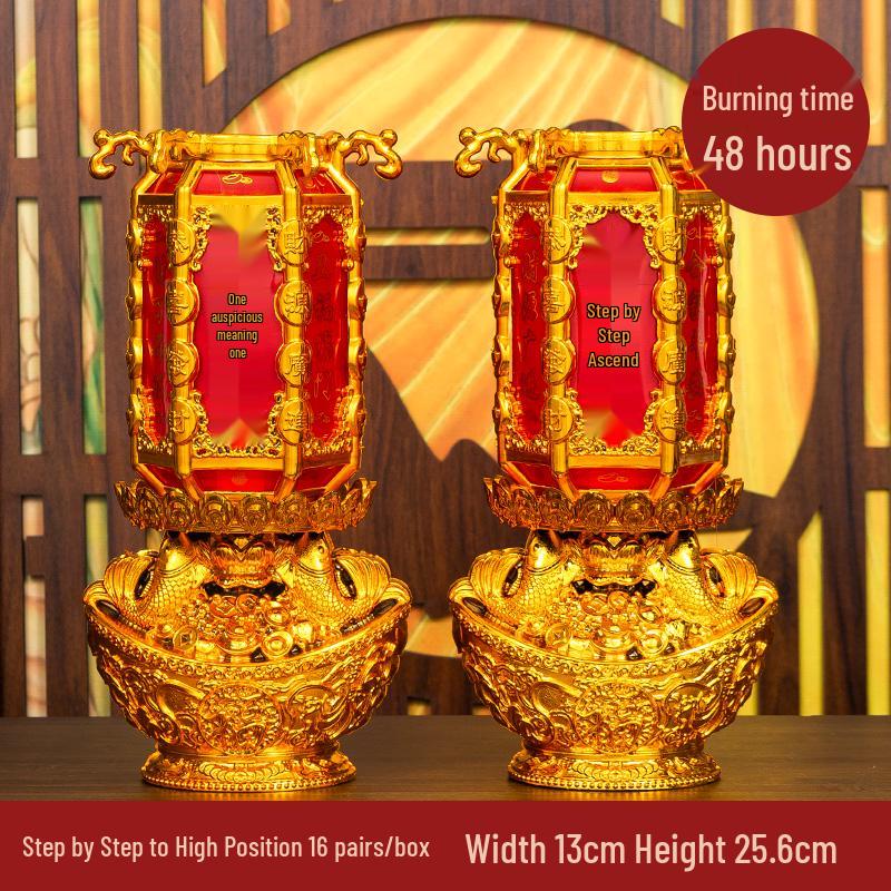 Smokeless Crystal Candle for Buddha Offerings, Housewarming, or New Year Celebrations - Windproof Red Butter Lamp
