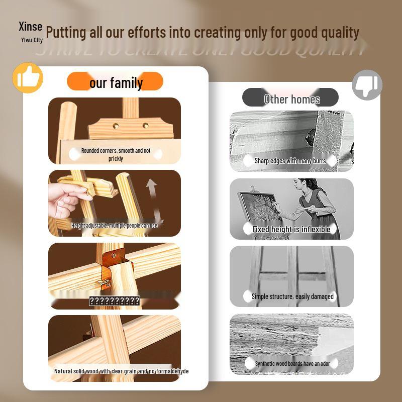 Folding Wooden Tripod Easel for Art Students - Perfect for Sketching and Oil Painting