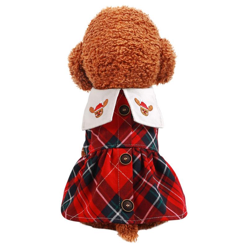 Pet Clothes Christmas Day Style New Teddy Bigbear New Year's Dog Christmas Clothing Elk Plaid Skirt