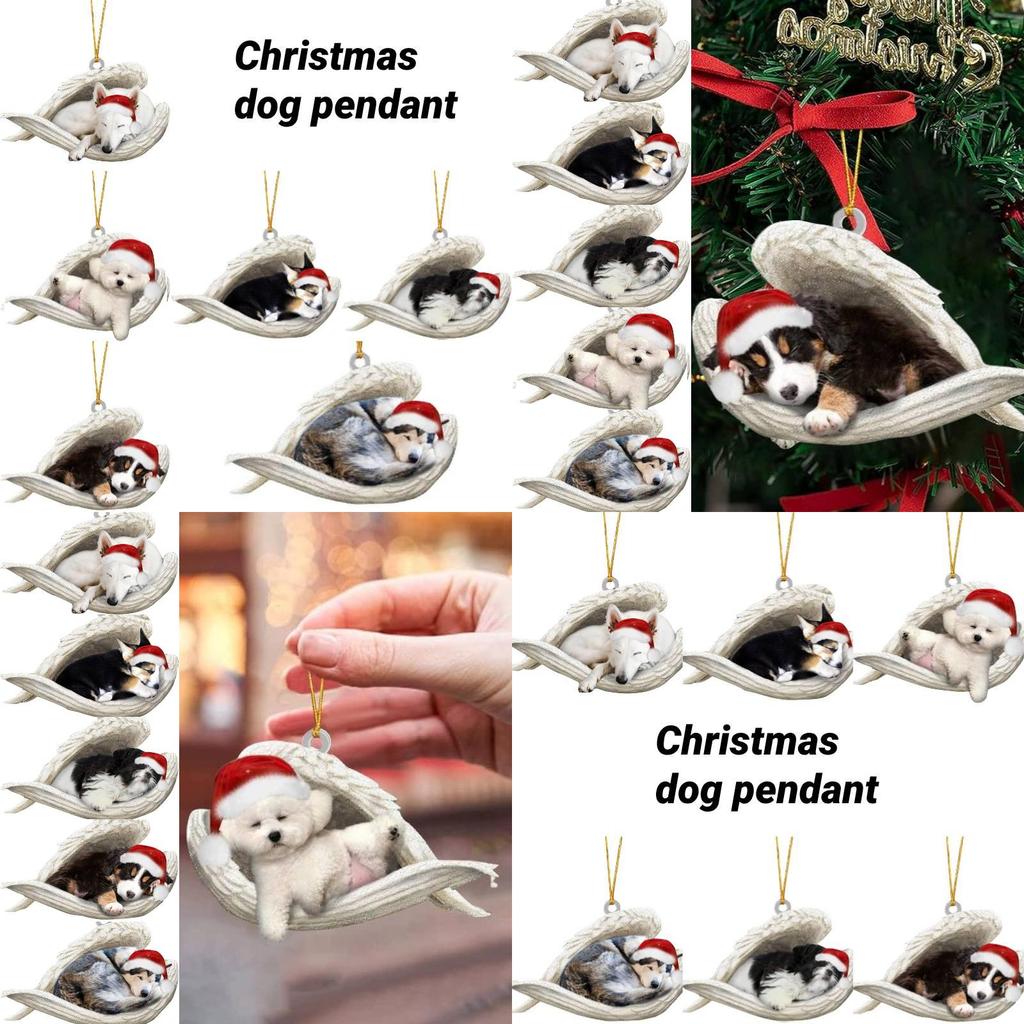 Adorable Cartoon Style Car Pendant Decor Angel Dog Design Acrylic Material 8*6cm/3.1*2.4in
