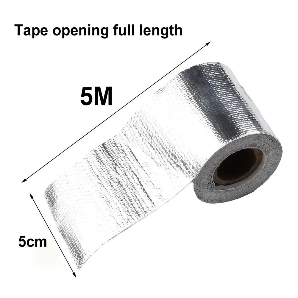 High Temperature Resistant Exhaust Pipe Insulation Tape Fiberglass Aluminum Foil Tape 1 Roll Of Car Heat Protection Foil Film