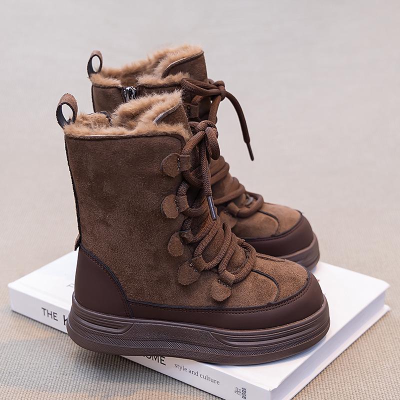 Kids' Fur-Lined Winter Snow Boots - Non-Slip, Waterproof, Warm Mid-Calf Design