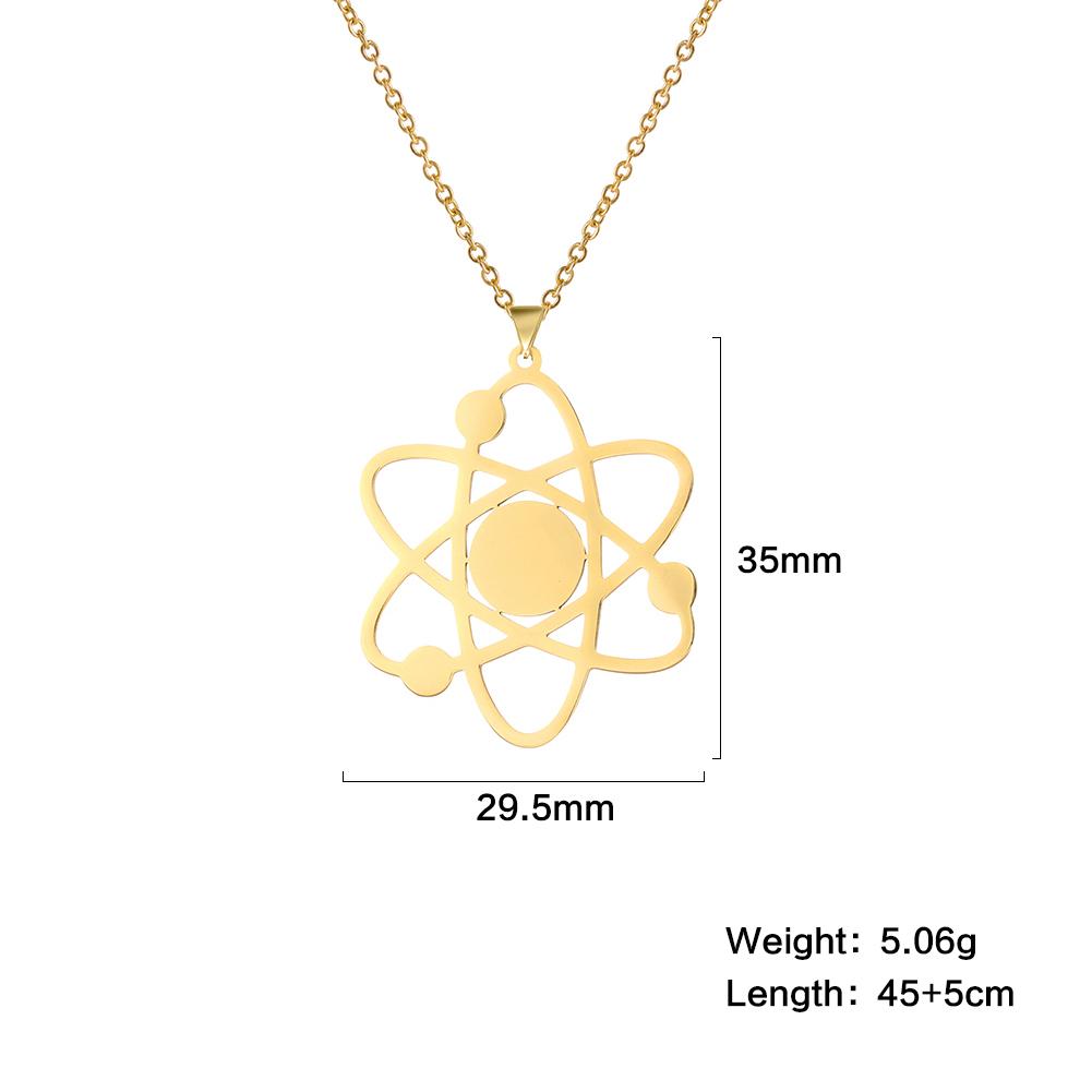 Teamer The Bigbang Theory Atom Galaxy Planet Pendant Necklace Stainless Steel Choker Star Universe Science Jewelry for Women