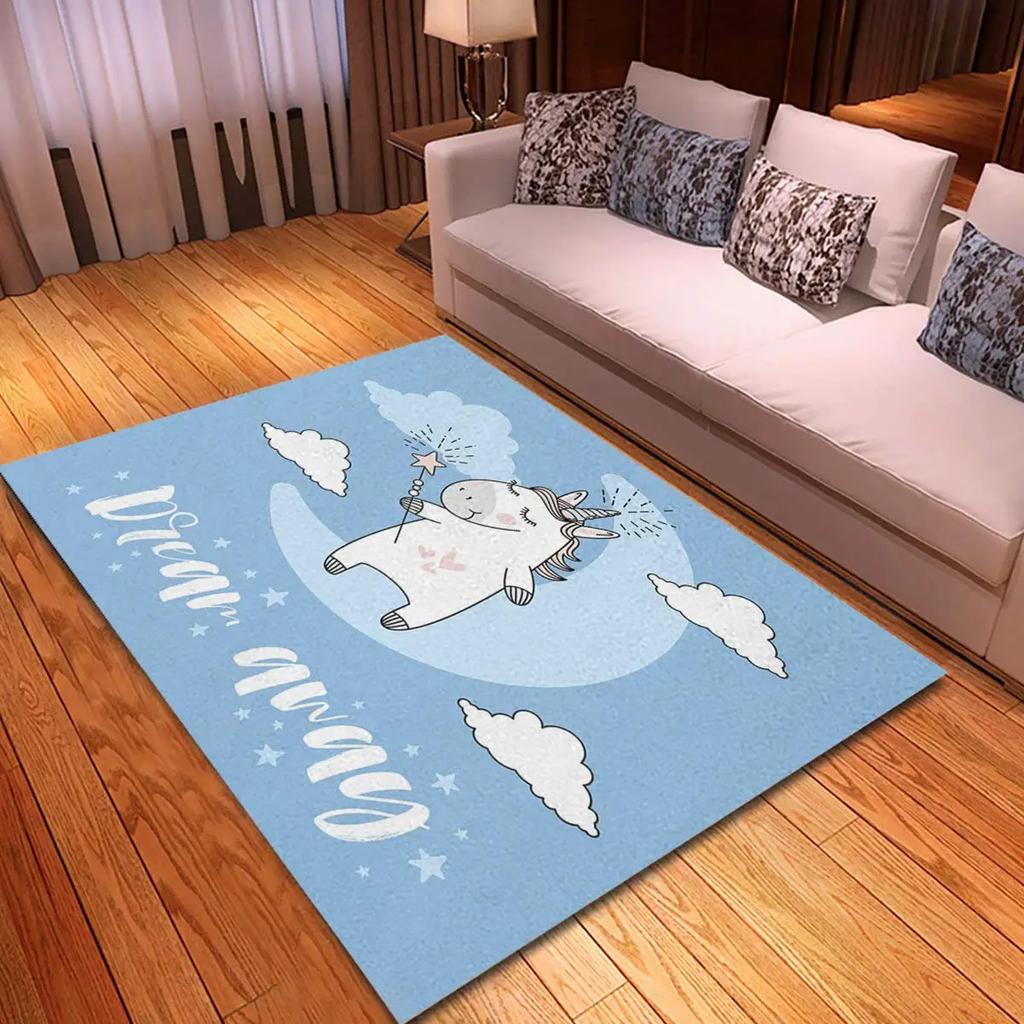 Cartoon Niedliches Einhorn Bereichsteppich Rosa Rose Glänzender Teppich Fantasie Tier Fußmatte Regenbogen Matten Wohnzimmer Kinderzimmer Türvorleger