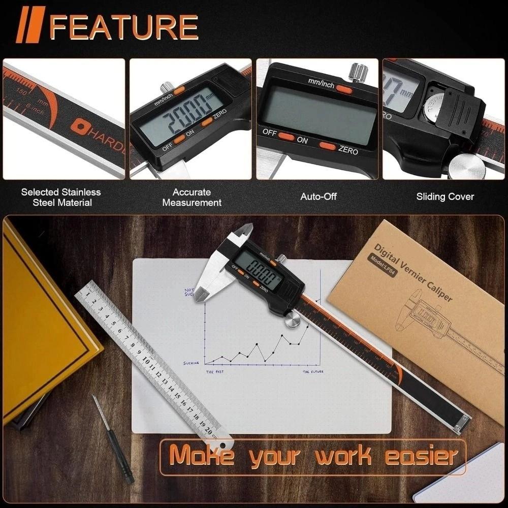 6 Inch Vernier Caliper Auto-Off Feature Measuring Tool Accurate Digital Caliper  Engineering