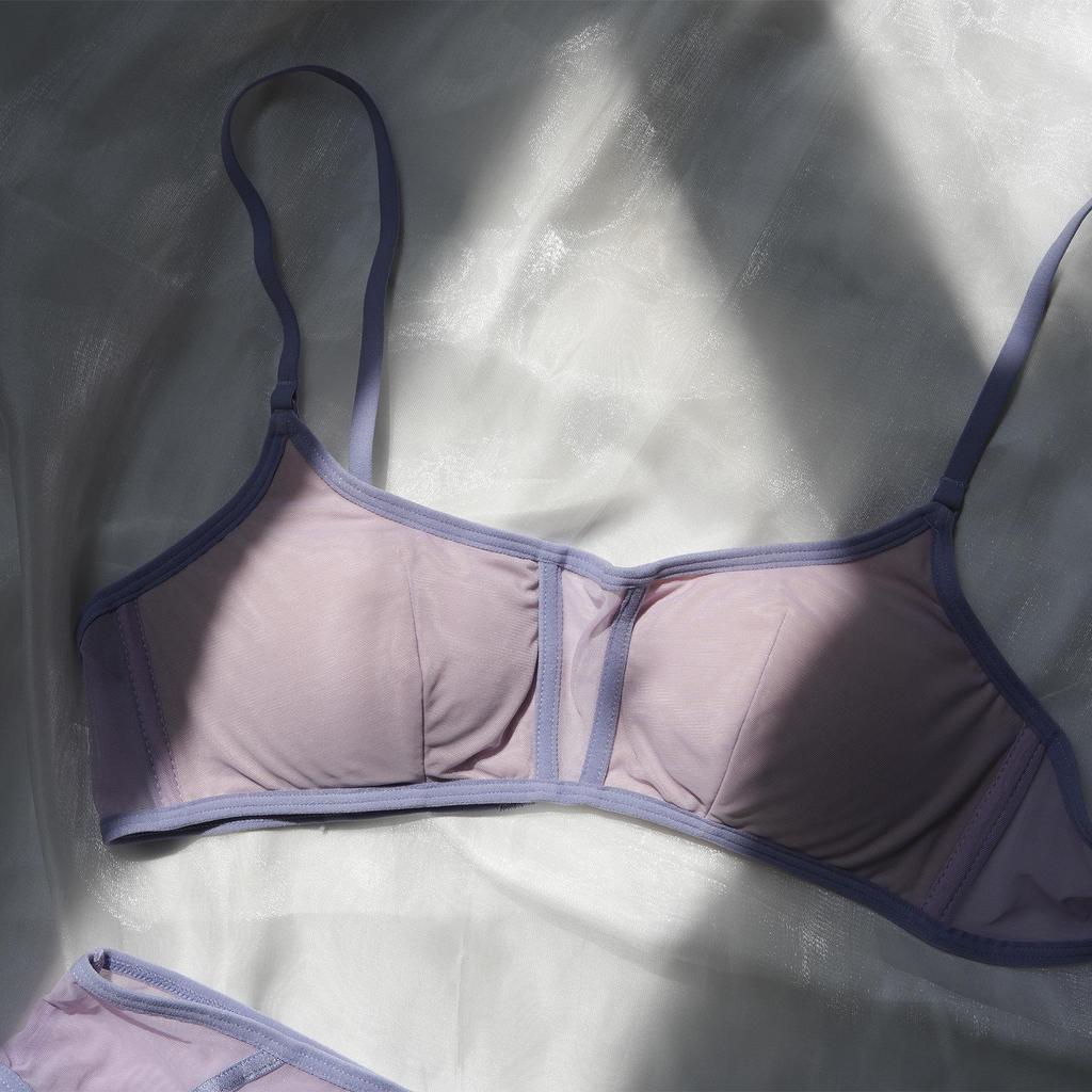 Sommer Atmungsaktives Mesh Colorblock BH für Mädchen mit Brustpolster - Bequem & Anti-Exposition, Ohne Bügel