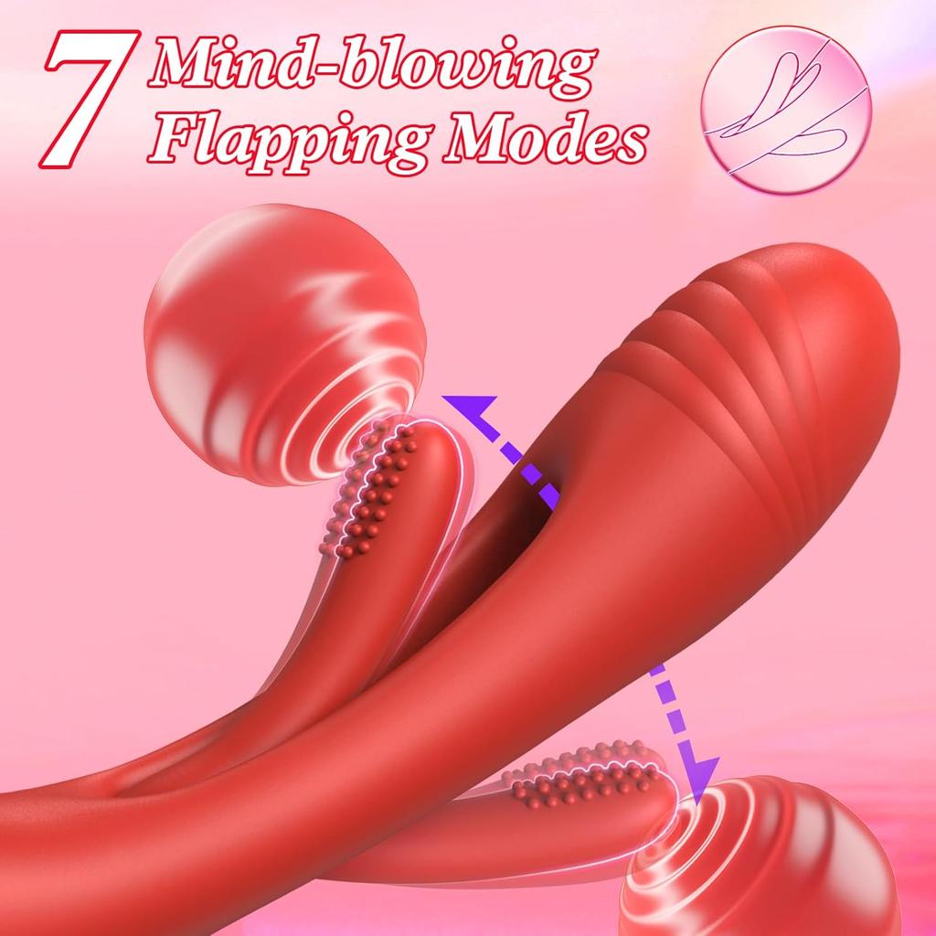Dildo Rabbit Sex Toys G Spot Vibrator Massager for Women Clitoral Nipple Stimulation, 3 In 1 Sex Toys with 14 Vibration 7 Tongue Licking Flapping
