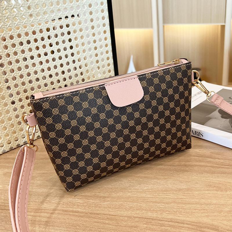 Retro printed shoulder messenger women's bag, a new fashion trend zipper small square bag
