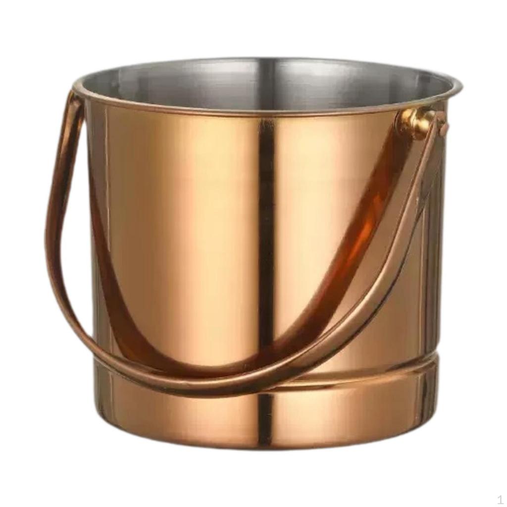 1.5L Ice Bucket Beer Holder Portable Handle Stainless Steel Drink Tub for Cocktails Home Bar