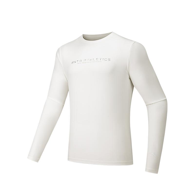 Anta Simple Versatile Comfortable Letter Sports Crew Neck Long Sleeve T-Shirt Men Tops 152537403-1