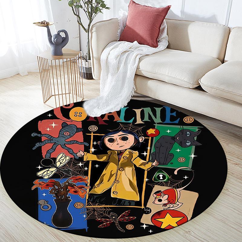 Coraline Round Area Rug,Carpet Rug for Living Room Bedroom Sofa Playroom Decor,Non-slip Floor Mat