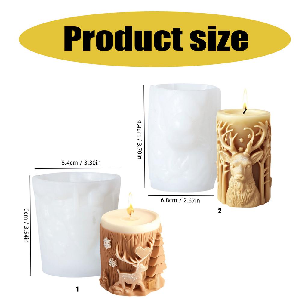 Christmas Embossed Silicone Candle Molds for Epoxy Resin Cylinder Silicone Candle Molds for Candle Soap Home Decoration