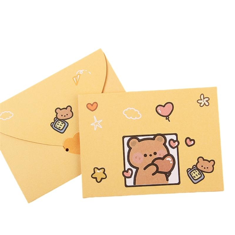 Lovely Bear Greeting Card Cartoon Animal Greeting Card Envelope Postcar Letter Paper Rabbits Memos Card for Student