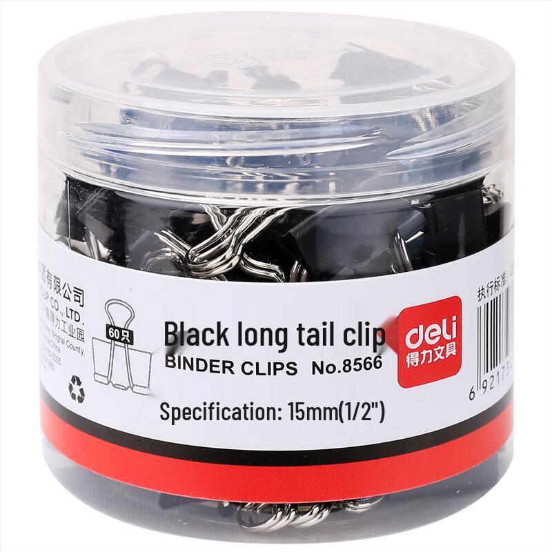 Deli Black Metal Binder Clips