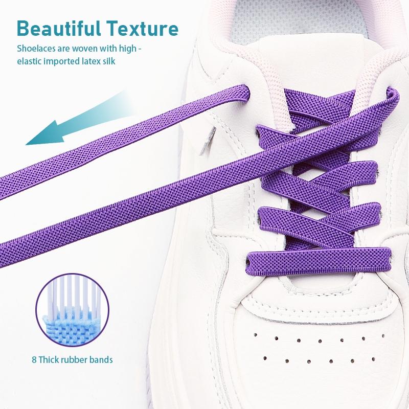 1 Pair/2 Pair No-Tie Sport Shoe Laces for Sneakers Classic Flat Elastic Press Lock Shoelaces One Size Fits All Adults and Kids
