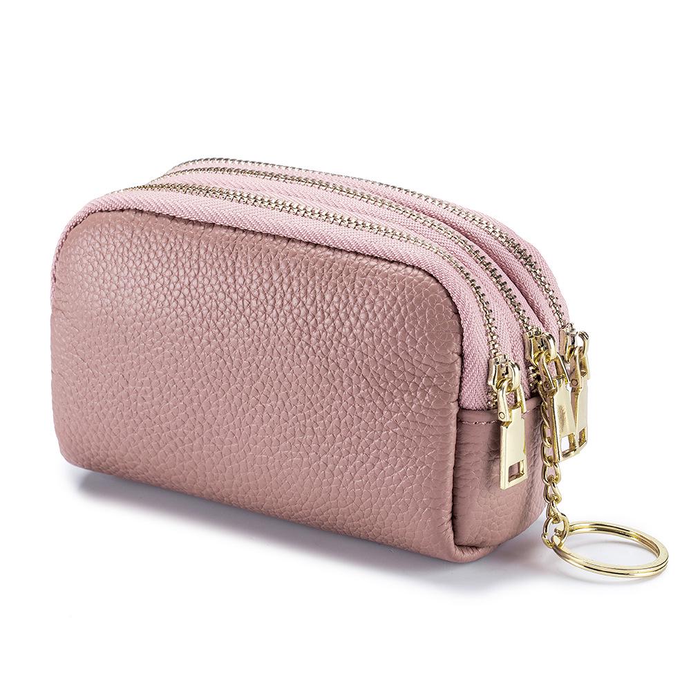 Cute Mini Genuine Leather Cowhide Coin Purse & Keychain Wallet for Ladies