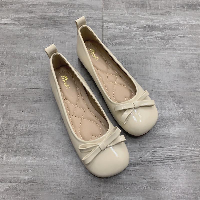 Square Toe Bowknot Patent Leather Women's Flat Shoes Slip-On Ladies Loafers Ballerina Single Mules Shoes Zapatos Mujer WSH5330