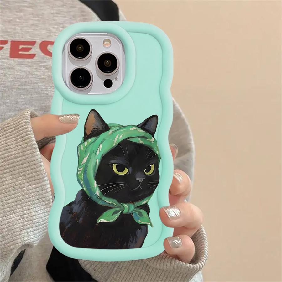 Soft Phone Cover Case for iPhone 16 Pro Max 8 12 13 17 Air 14 15 Plus XR 11 Cartoon Cat