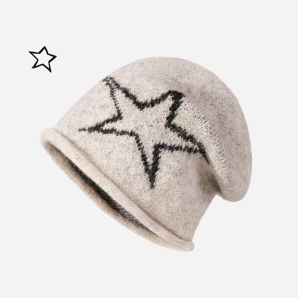 Fair Island Wind Curling Heap Hat Female Autumn and Winter Retro Face Small Cold Hat Lazy Wind Warm Bag Head Wool Hat