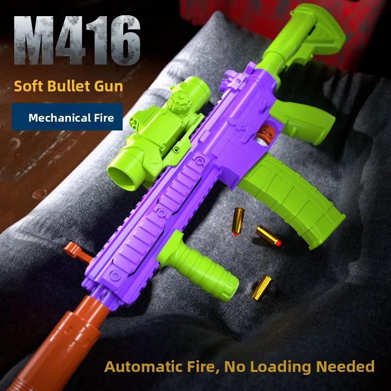 Gyro Jin Gang M416 Carrot Gun Continuous Shot  Ejection Stress Relief Toy Gun Children s Toy Creative Pattern Short Slee... M416 supply pack (50 soft