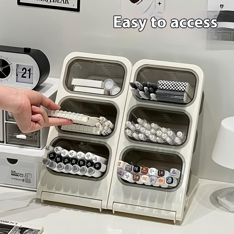 Large Capacity Desk Organizer - Wall Mounted Pen Holder for Markers and Pens | Polished Plastic, Ideal for Students and Office Use