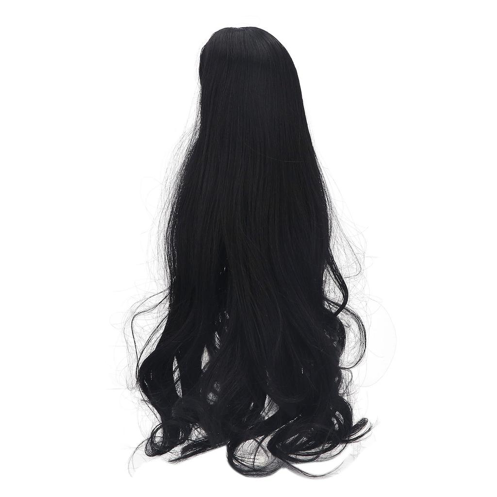 Doll Hair Wig 1 3 DIY Doll Wig Long Curly Hair Wig Doll Replacement Accessories Natural Black 8‑9in