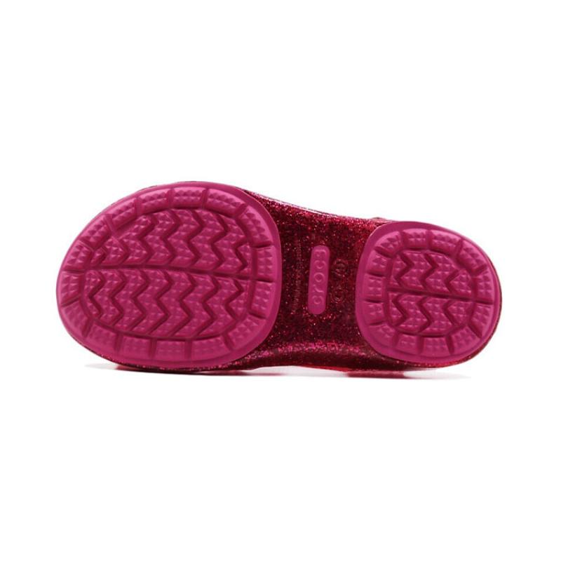 Crocs Isabella Bow Velcro Simple Casual Shiny Hole Sandals Candy Pink Kids