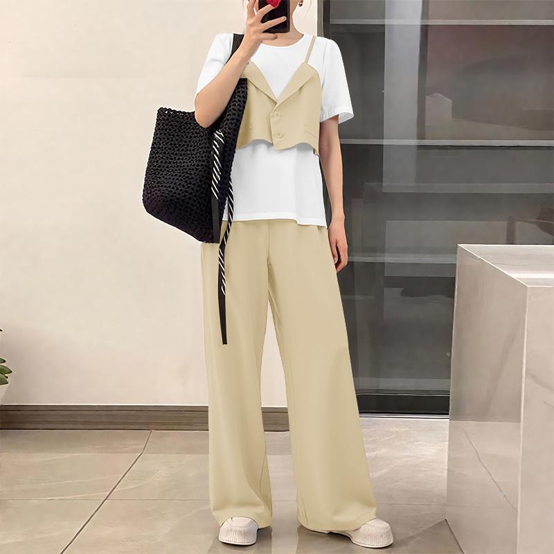 ZANZEA Women Patchwork Short Sleeve Blouse and Pants Summer Two Piece Suit Sets